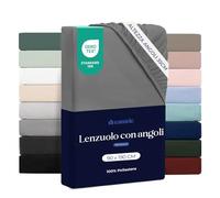 Dreamzie Lenzuolo con Angoli Singolo 90x190cm - Altezza Materasso fino a 33 cm- 100% Microfibra - Antracite - Certificato Oeko TEX, Lenzuola Letto con Angoli ed Elastico