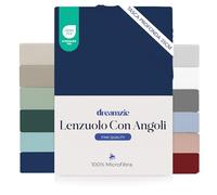 Dreamzie Lenzuolo con Angoli Singolo 90x200 cm - Angoli da 35 cm per Materassi Spessi - 100% Microfibra - Blu Scuro, Certificato senza Prodotti Chimici (Oeko-TEX)