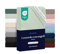 Dreamzie Lenzuolo con Angoli Una Piazza e Mezza 100x200 cm - Altezza Materasso fino a 33 cm - 100% Microfibra - Verde Chiaro - Certificato Oeko TEX, Lenzuola Letto con Angoli ed Elastico