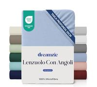 Dreamzie Lenzuolo con Angoli una Piazza e Mezza 120x200 cm - Angoli da 35 cm per Materassi Spessi - 100% Microfibra - Blu, Certificato senza Prodotti Chimici (Oeko-TEX)