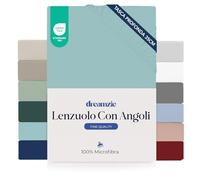 Dreamzie Lenzuolo con Angoli una Piazza e Mezza 140x190/200 cm - Angoli da 35 cm per Materassi Spessi - 100% Microfibra - Aqua, Certificato senza Prodotti Chimici (Oeko-TEX)