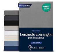 Dreamzie - Lenzuolo Piazza e Mezza Con Angoli 140x200 cm Cotone Elastico Comfort Premium 250gsm - Altezza Profondo 40 cm, Materassi Alti o Boxspring - Oeko-Tex - Antracite