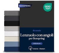 Dreamzie - Lenzuolo Singolo Con Angoli 90x200 cm Cotone Elastico Comfort Premium 250gsm - Altezza Profondo 40 cm, Materassi Alti o Boxspring - Oeko-Tex - Grigio scuro