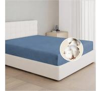 Dreamzie Lenzuolo Singolo Con Angoli Cotone 80x200 cm, 100% Cotone Jersey Elasticizzato - Blu - Oeko-Tex Certificato e Ipoallergenico