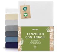 Dreamzie Lenzuolo Singolo Con Angoli Organico Cotone 70x200 cm - Bianco - Certificato senza Prodotti Chimici (Oeko TEX)