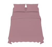 Dreamzie Parure da letto 135 x 190 cm, 4 pezzi, microfibra, lenzuolo con angoli 135 x 190 cm, lenzuolo piano 2 persone 220 x 270 cm, 2 federe 50 x 80 cm, certificato Oeko Tex - rosa