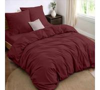 Dreamzie Parure da letto 4 pezzi, copripiumino matrimoniale 240x220 cm + lenzuolo con angoli matrimoniale 160x200 cm, con 2 federe da 65 x 65 cm, Borgogna per 2 persone, microfibra - oeko-tex