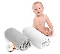 Dreamzie Set 2 Lenzuolo con Angoli Cotone Bambini - 60x120 - Oeko Tex certificato - Bianco E Grigioigio - Lenzuolo con Angoli 60x120