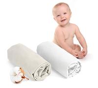Dreamzie Set 2 Lenzuolo con Angoli Cotone Bambini - 70x140 - Oeko Tex certificato - Bianco E Beige - Lenzuolo Lettino 70x140