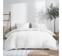 Dreamzie Set Copripiumino Matrimoniale Cotone Satino - Bianco - Copripiumino 220x240 e 2x Federe 80x80 cm - Certificato Oeko-Tex - 3 Pezzi