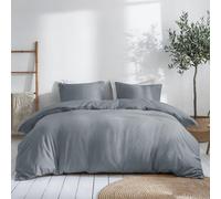 Dreamzie Set Copripiumino Matrimoniale Cotone Satino - Grigio - Copripiumino 220x240 e 2x Federe 80x80 cm - Certificato Oeko-Tex - 3 Pezzi