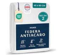 Dreamzie - Set di 2 Copricuscini Antiacaro - Copri Cuscino Letto 40x60 cm per Persone Allergiche - Federa Antiacaro Anallergico Certificato Lavabile a 95°C