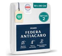 Dreamzie - Set di 2 Copricuscini Antiacaro - Copri Cuscino Letto 50x80 cm per Persone Allergiche - Federa Antiacaro Anallergico Certificato Lavabile a 95°C