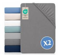Dreamzie Set di 2 Lenzuolo Con Angoli - 180x200 - Microfibra Oeko Tex Certificado - Grigio Antracite - Lenzuolo sotto con Angoli Matrimoniale 180x200