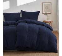 Dreamzie Set Doppio Copripiumino Singolo in Cotone Percalle - Blu Scuro - 2 Copripiumini 135x200 e 2 Federe 80x80 cm - Certificato Oeko-Tex - 4 Pezzi