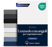 Dreamzie - Topper Lenzuola Matrimoniali 200x200 Cotone Elastico Comfort Premium 250gsm - Altezza 18 cm, Topper Sottile - Oeko-Tex - Bianco