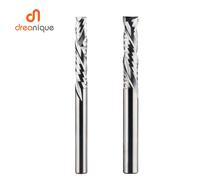 Dreanique 1pc 1/8", 1/4", 1/2" Gambo 2 Flauti Carburo Spirale Compressione UP&Down Pollici Dimensioni Taglierina CNC Lavorazione della parola Fresa