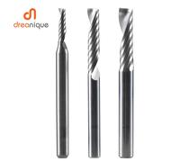 Dreanique 1pc Fresa a spirale a flauto singolo Gambo da 1/8 1/4 pollici CNC Carburo di alluminio Taglia pollici Taglierina per la lavorazione del legno Acrilico ACM