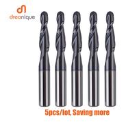 Dreanique 5 pz/lotto 4 6mm Gambo 2 Flauti in metallo duro Carburo Solido Cono Sfera Naso CNC Incisione Cutter Fresa per Legno e Metallo