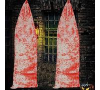 DredQcco 2 sacchetti di garza per il corpo insanguinati per Halloween, riutilizzabili, 59,7 x 179,6 cm, con coulisse e coulisse per casa infestata da appendere per interni ed esterni (garza)