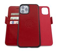 dreem Fibonacci compatibile con iPhone 13 Pro custodia a portafoglio/custodia antiurto 2 in 1 e folio in pelle vegana staccabile, compatibile con MagSafe, protezione RFID [Rosso]