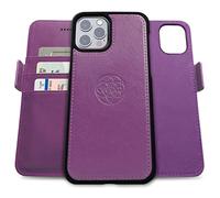 dreem Fibonacci compatibile con iPhone 13 Pro Max custodia a portafoglio/custodia antiurto 2 in 1 e folio in pelle vegana staccabile, compatibile con MagSafe, protezione RFID [Viola]