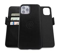 dreem Fibonacci compatibile con iPhone 13 Pro Max custodia a portafoglio/custodia antiurto 2 in 1 e folio in pelle vegana staccabile, compatibile con MagSafe, protezione RFID [Nero]