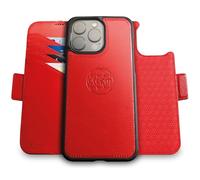 dreem Fibonacci compatibile con iPhone 15 Pro Max custodia a portafoglio/custodia antiurto 2 in 1 e folio in pelle vegana staccabile, compatibile con MagSafe, protezione RFID [Rosso]
