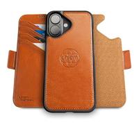 dreem Fibonacci compatibile con iPhone 16 Plus custodia a portafoglio/custodia antiurto 2 in 1 e folio in pelle vegana staccabile, compatibile con MagSafe, protezione RFID [Caramello]