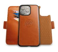 dreem Fibonacci compatibile con iPhone 16 Pro Max custodia a portafoglio/custodia antiurto 2 in 1 e folio in pelle vegana staccabile, compatibile con MagSafe, protezione RFID [Caramello]