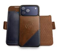 dreem for iPhone 17 Pro Case Wallet, Revolutionary Phone Stand, Vegan Leather, MagSafe-Fit, Magnetic Detachable Flip Cover, RFID Blocking Card Holder, Gift-Box [Fibonacci:Chocolate/Royal Blue]