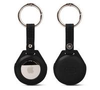 Dreem Liberate Portachiavi Compatibile con Apple AirTag - Pelle Vegana, Resistente ai Graffi, Anello in Acciaio Inossidabile, Leggero [Nero]