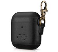 Dreem Om - Custodia per AirPods 1 e 2 con clip portachiavi, custodia per AirPods in pelle vegana, per uomini e donne, accessorio di lusso per auricolari per Apple iPhone, nero