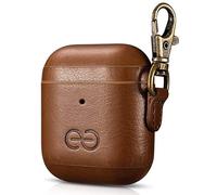 Dreem Om - Custodia per AirPods 1 e 2 con clip portachiavi, custodia per AirPods in pelle vegana, per uomini e donne, accessorio di lusso per auricolari per Apple iPhone, cioccolato