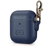 Dreem Om - Custodia per AirPods 1 e 2 con clip portachiavi, custodia per AirPods in pelle vegana, per uomini e donne, accessorio di lusso per auricolari per Apple iPhone, colore: reale