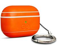 Dreem Real Leather for AirPods Pro 3 Case Cover with Keychain Clip, Protective One-Piece Hard Shell, Real Leather for AirPods Pro 3 Case with Separate Clip [Orange]