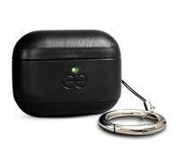 Dreem Vegan Leather AirPods Pro 3 Case Cover, Keychain Carabiner Clip, for Apple AirPods Pro 3 Case, Leather + Protective Hard Plastic Shell, MagSafe OK, with Reveal Motion Effect [Om:Black]