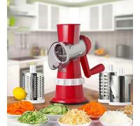 Dreemio Mandoline Multifonctions à Manivelle 4 en 1 - Coupe-Légumes Manuel Compact, Râpe à Fromage Rotative et Hachoir avec Lames en Acier Inoxydable pour Divers Fruits, Design Sécurisé