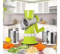 Dreemio Mandoline Multifonctions à Manivelle 4 en 1 - Coupe-Légumes Manuel Compact, Râpe à Fromage Rotative et Hachoir avec Lames en Acier Inoxydable pour Divers Fruits, Design Sécurisé
