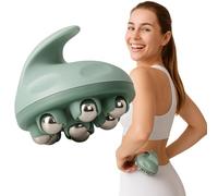 DREHKO Massaggiatore Anticellulite Manuale con 7 Rulli in Acciaio Inox 360° | Gambe, cosce, glutei, Addome e braccia, ideale per applicare creme rassodanti e anticellulite (verde)