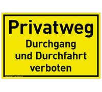 Dreifke® - Cartello per via privata, in plastica, 30 x 20 cm, vietato il passaggio e il passaggio vietato, colore: giallo, cartello in plastica con protezione UV