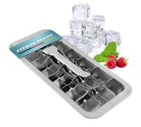 Dreiklang - be smart Vaschetta Ghiaccio Acciaio Inox 18/8 con Leva - Stampo Cubetti senza plastica, alimentare & durevole per 18 cubetti Ice Cube