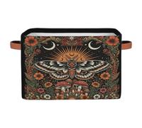 Drekrid Cestini portaoggetti, con fiori e luna, grandi, pieghevoli, rettangolari, organizer per giocattoli per bambini, vestiti, asilo nido, bagno, camera da letto, cestino regalo decorativo per la