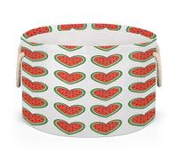 Drekrid Grande cesto portaoggetti a forma di anguria, con manici, rotondo, pieghevole, per giocattoli, coperte, camera da letto, soggiorno, decorazione per la casa, cesto regalo