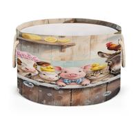 Drekrid Grande cesto portaoggetti - Animali della fattoria Bubble Bath Nursery Organizer Bin Box con manici pieghevole rotondo cesto portabiancheria per bambini giocattoli coperta animali domestici