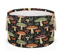 Drekrid Grande cesto portaoggetti - Boho autunno funghi nursery contenitore rotondo organizer con manici, cesto portabiancheria pieghevole per bambini giocattoli, coperte, camera da letto soggiorno