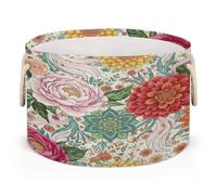 Drekrid Grande cesto portaoggetti - Boho Floral Mandala Nursery Organizer Bin Box con manici pieghevole rotondo cesto portabiancheria per bambini giocattoli coperta animali domestici camera da letto