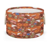 Drekrid Grande cesto portaoggetti - Boho Fox Floral Nursery Bin Box rotondo pieghevole cesto portabiancheria per giocattoli per bambini, coperta, camera da letto soggiorno decorazione per la casa