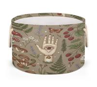 Drekrid Grande cesto portaoggetti - Boho Witchy Hand funghi nursery cestino rotondo organizer cestino pieghevole per bambini giocattoli, coperte, camera da letto soggiorno decorazione per la casa