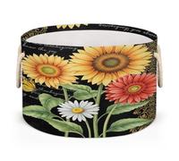 Drekrid Grande cesto portaoggetti - cestino portaoggetti con manici, rotondo, pieghevole, per giocattoli, coperte, camera da letto, soggiorno, decorazione per la casa, cestino regalo